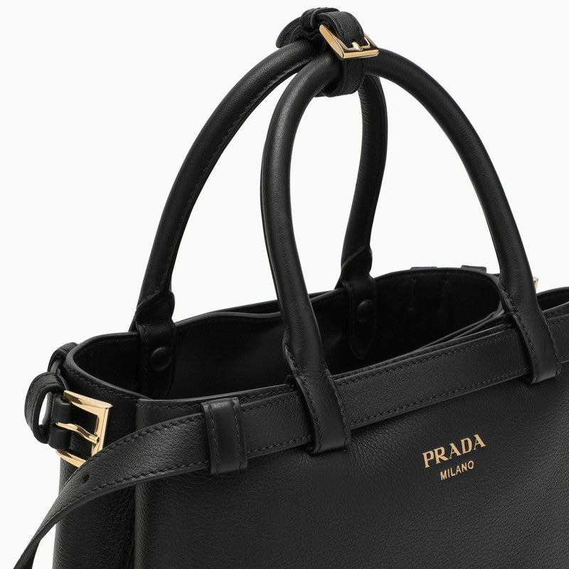 Prada Black Leather Small Buckle Bag With Belt Women