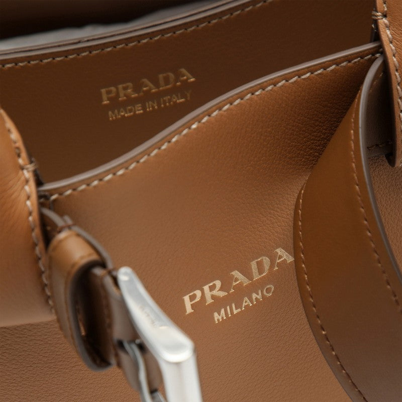 Prada Caramel-Coloured Leather Medium Buckle Bag With Belt Women