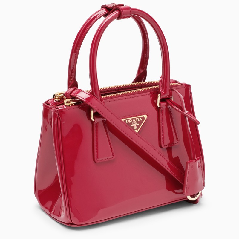 Prada Mini Galleria Bag In Cherry Patent Leather Women