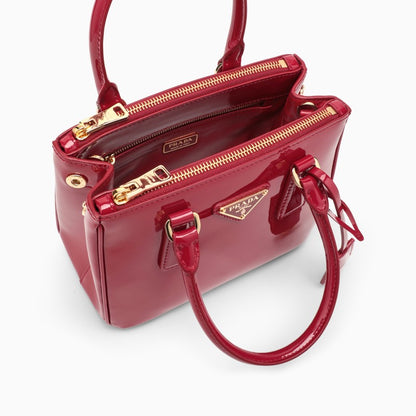 Prada Mini Galleria Bag In Cherry Patent Leather Women