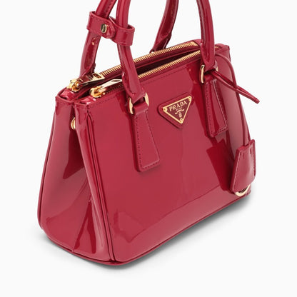 Prada Mini Galleria Bag In Cherry Patent Leather Women