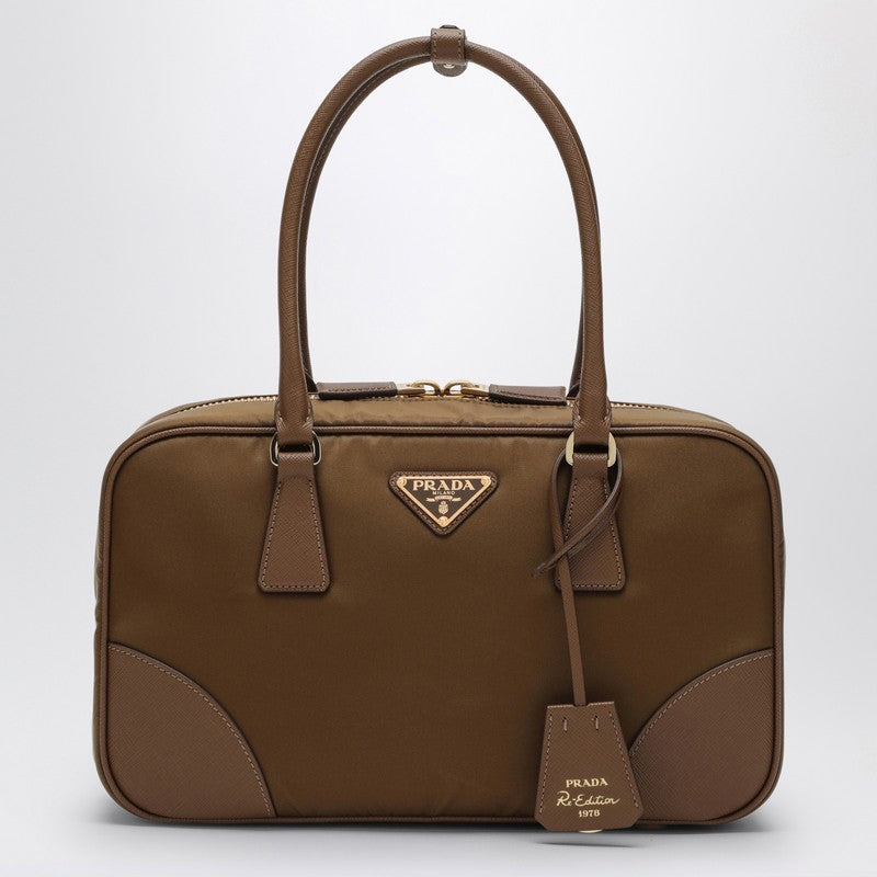 Prada Re-Edition 1978 Re-Nylon And Saffiano Medium Beige Top Case Women