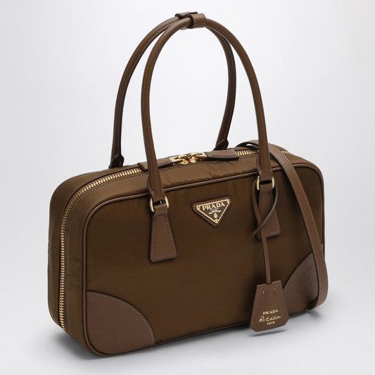 Prada Re-Edition 1978 Re-Nylon And Saffiano Medium Beige Top Case Women