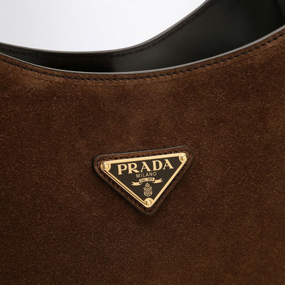 Prada Large Brown Suede Bag Women