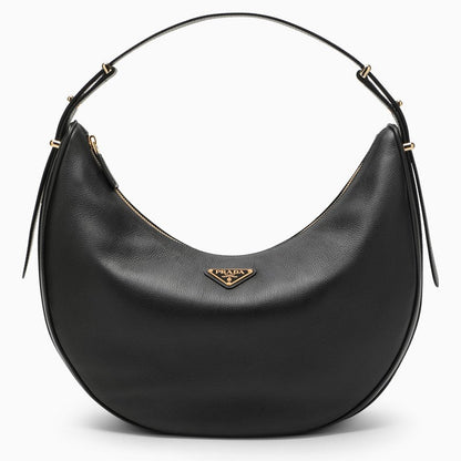 Prada Prada Arqué Black Large Leather Shoulder Bag Women