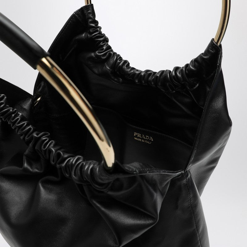 Prada Black Nappa Leather Medium Bucket Bag Women