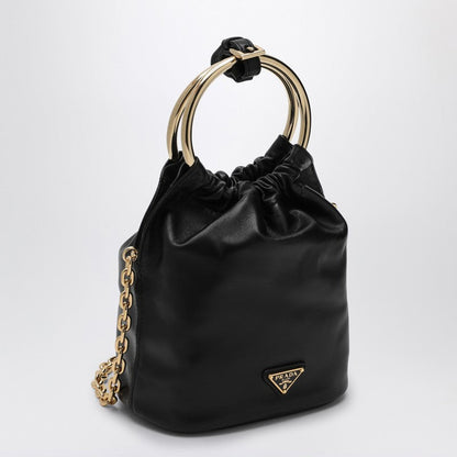 Prada Black Nappa Leather Mini Bucket Bag Women