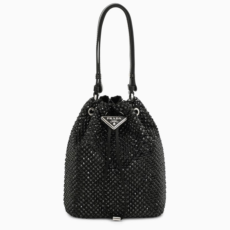 Prada Black Satin Bucket With Crystals Women