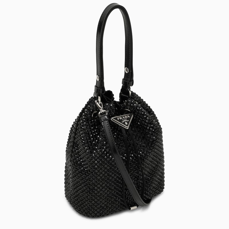 Prada Black Satin Bucket With Crystals Women