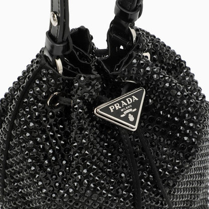 Prada Black Satin Bucket With Crystals Women