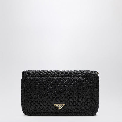 Prada Black Crochet Shoulder Bag With Logo Women