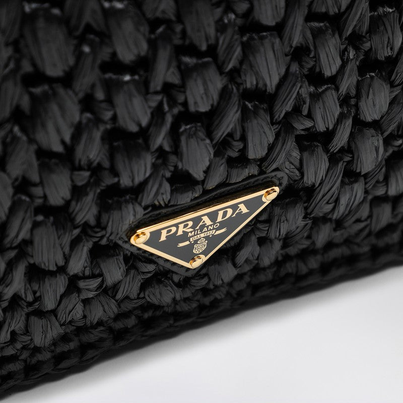 Prada Black Crochet Shoulder Bag With Logo Women