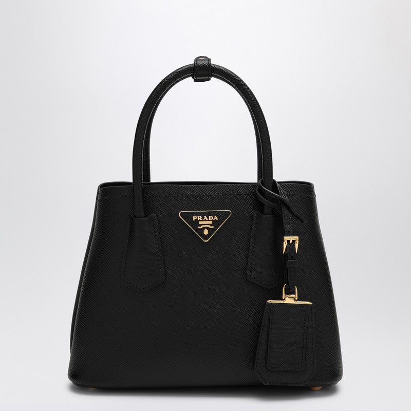 Prada Double Mini Black Bag In Saffiano Women