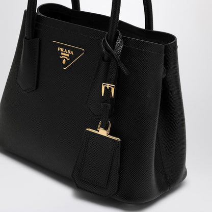 Prada Double Mini Black Bag In Saffiano Women