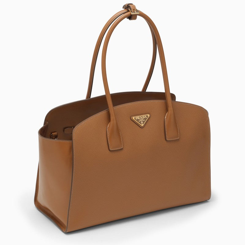 Prada Large Caramel-Coloured Leather Shopping Bag Women