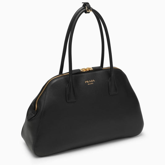 Prada Large Black Leather Shopping Bag Women