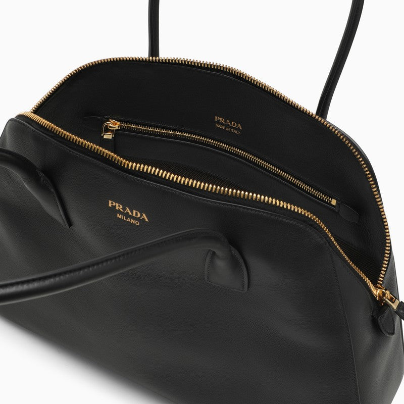 Prada Large Black Leather Shopping Bag Women