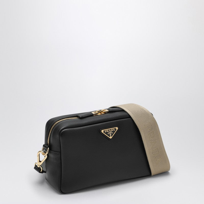 Prada Black Leather Camera Bag With Logo Women