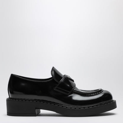 Prada Chocolate Black Brushed Leather Moccasins Women