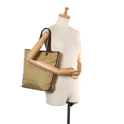 Beige Gucci GG Canvas Web Tote Bag