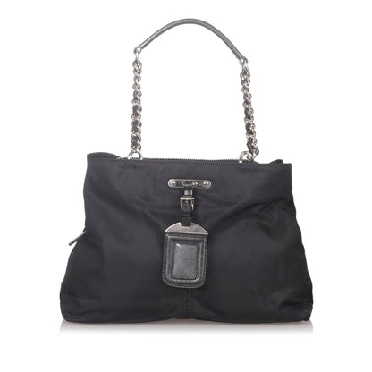 Prada Tessuto Chain Shoulder Bag Black