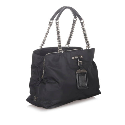 Prada Tessuto Chain Shoulder Bag Black