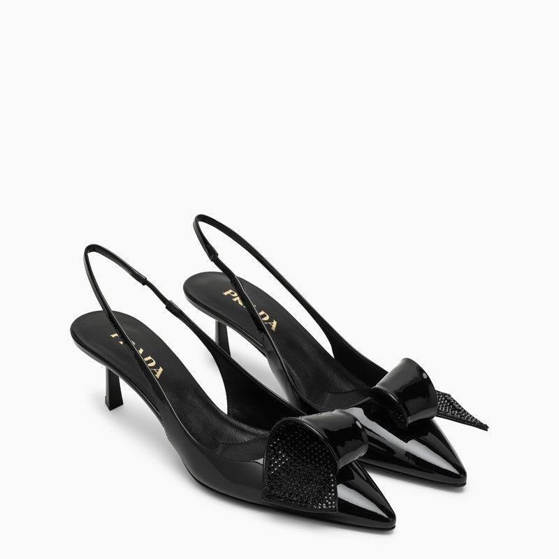 Prada Black Patent Leather Slingback Women