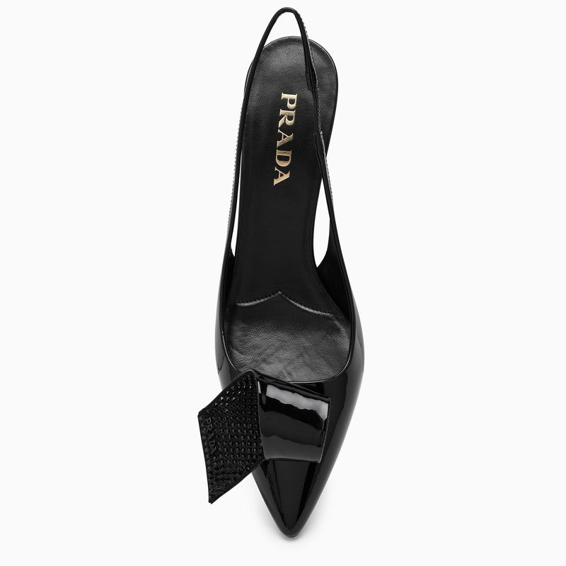 Prada Black Patent Leather Slingback Women