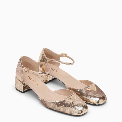 Prada Cameo Satin Pumps With Sequins Women