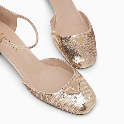 Prada Cameo Satin Pumps With Sequins Women