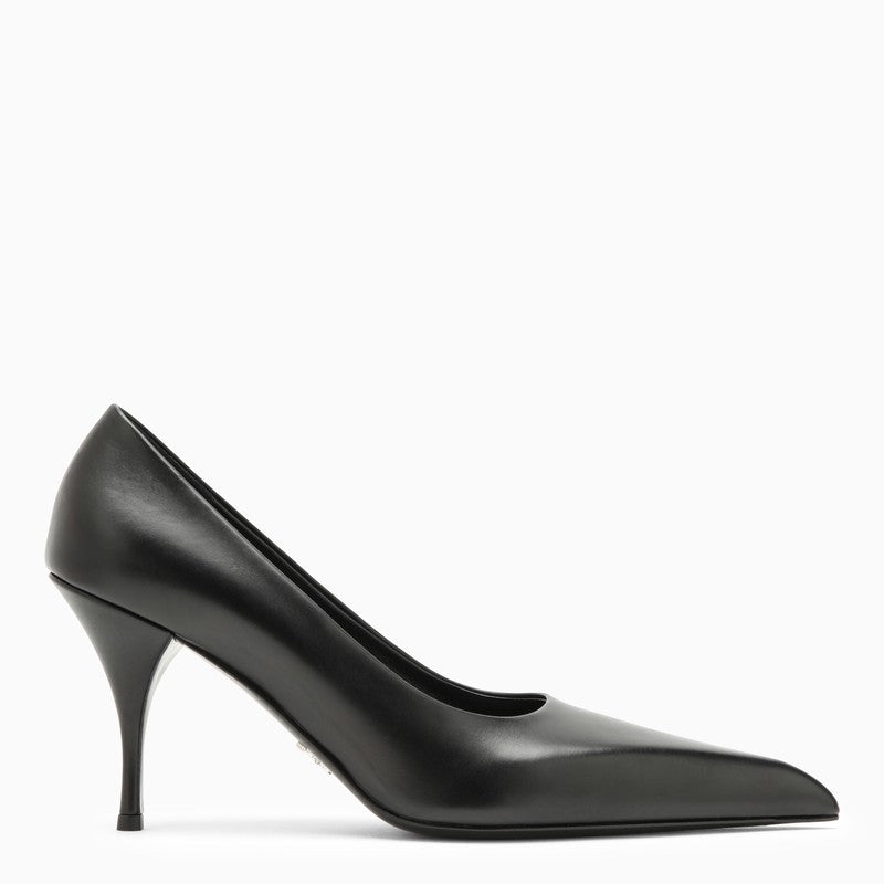 Prada Black Pointed Pumps In Leather Women