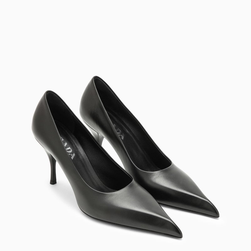 Prada Black Pointed Pumps In Leather Women