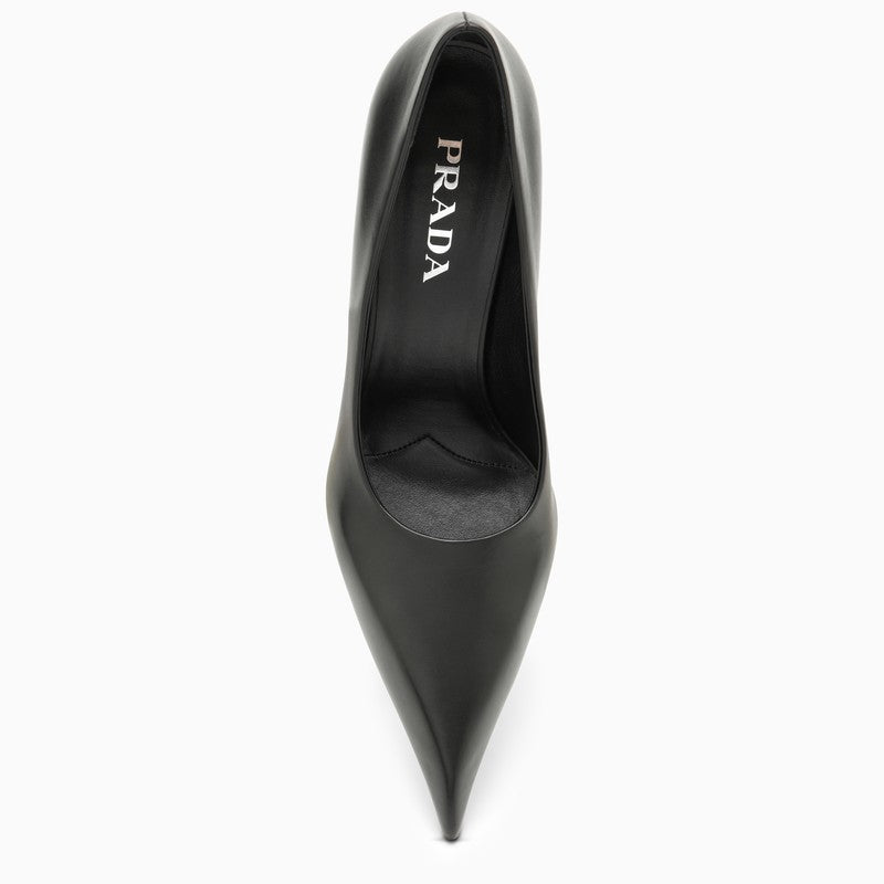 Prada Black Pointed Pumps In Leather Women