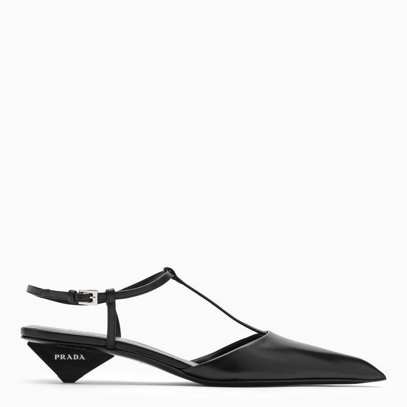 Prada Black Leather Slingback Décolleté Women