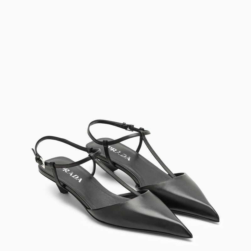 Prada Black Leather Slingback Décolleté Women