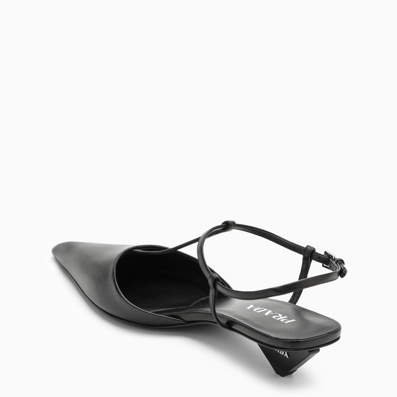 Prada Black Leather Slingback Décolleté Women