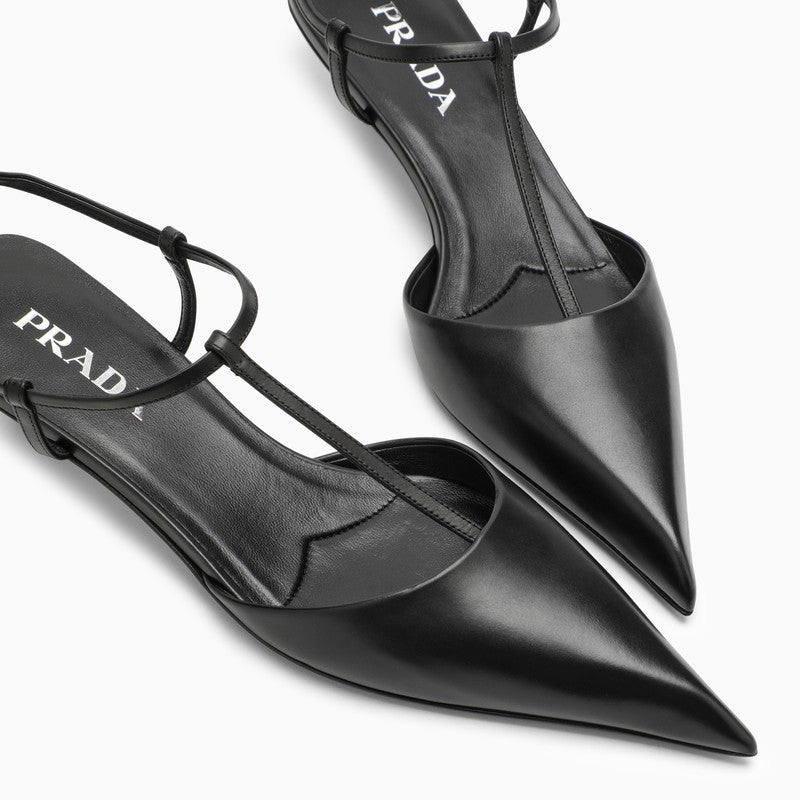 Prada Black Leather Slingback Décolleté Women