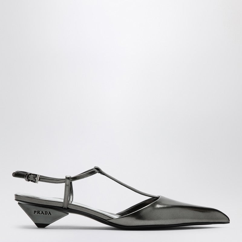 Prada Anthracite Grey Patent Leather Slingback Pumps Women