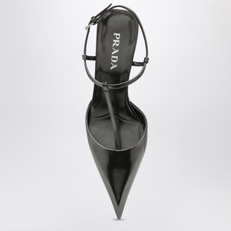 Prada Anthracite Grey Patent Leather Slingback Pumps Women