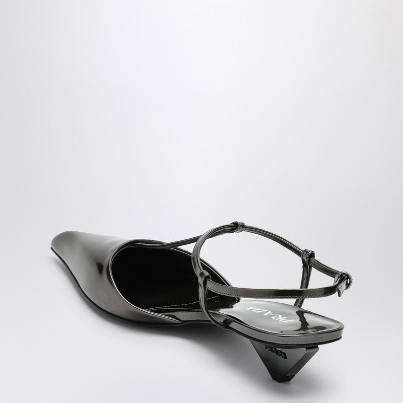 Prada Anthracite Grey Patent Leather Slingback Pumps Women