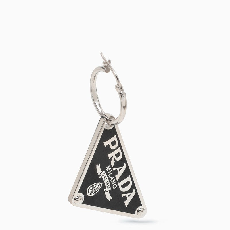 Prada Black Symbole Pendant Single Earring Women