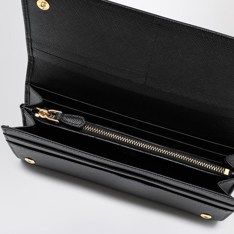 Prada Black/Gold Saffiano Wallet Women