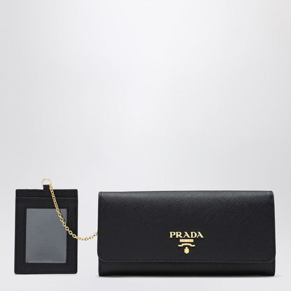 Prada Black/Gold Saffiano Wallet Women