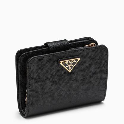 Prada Black Saffiano Leather Small Continental Wallet Women