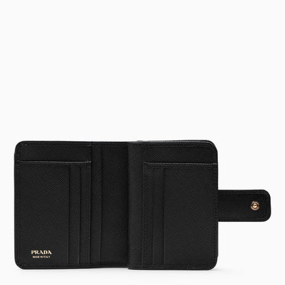 Prada Black Saffiano Leather Small Continental Wallet Women