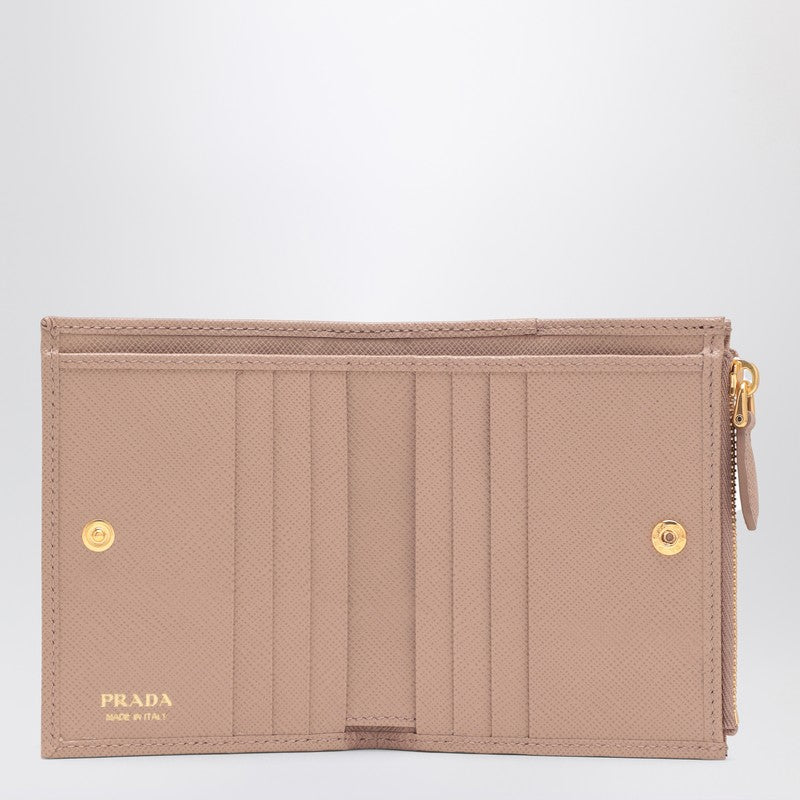 Prada Horizontal Wallet In Saffiano Cipria Women