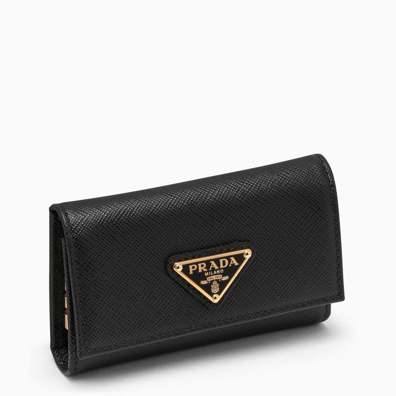 Prada Black Saffiano Key Ring With Logo Women