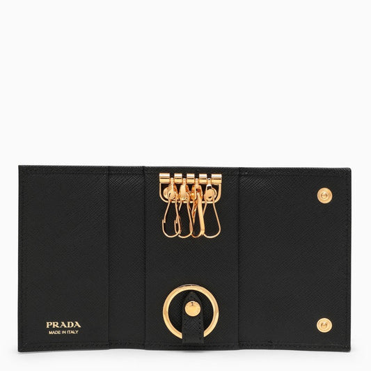 Prada Black Saffiano Key Ring With Logo Women