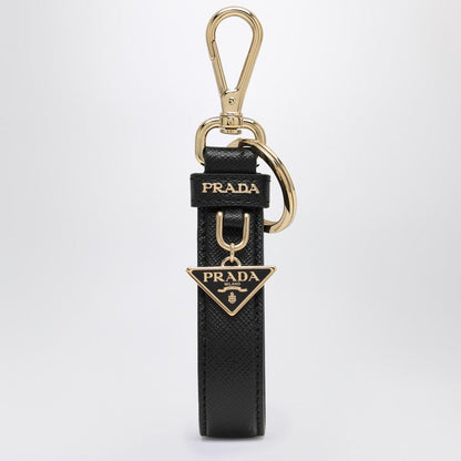 Prada Black/Gold Saffiano Leather Keychain Women