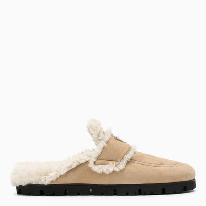 Prada Ecrù Shearling Mules Women